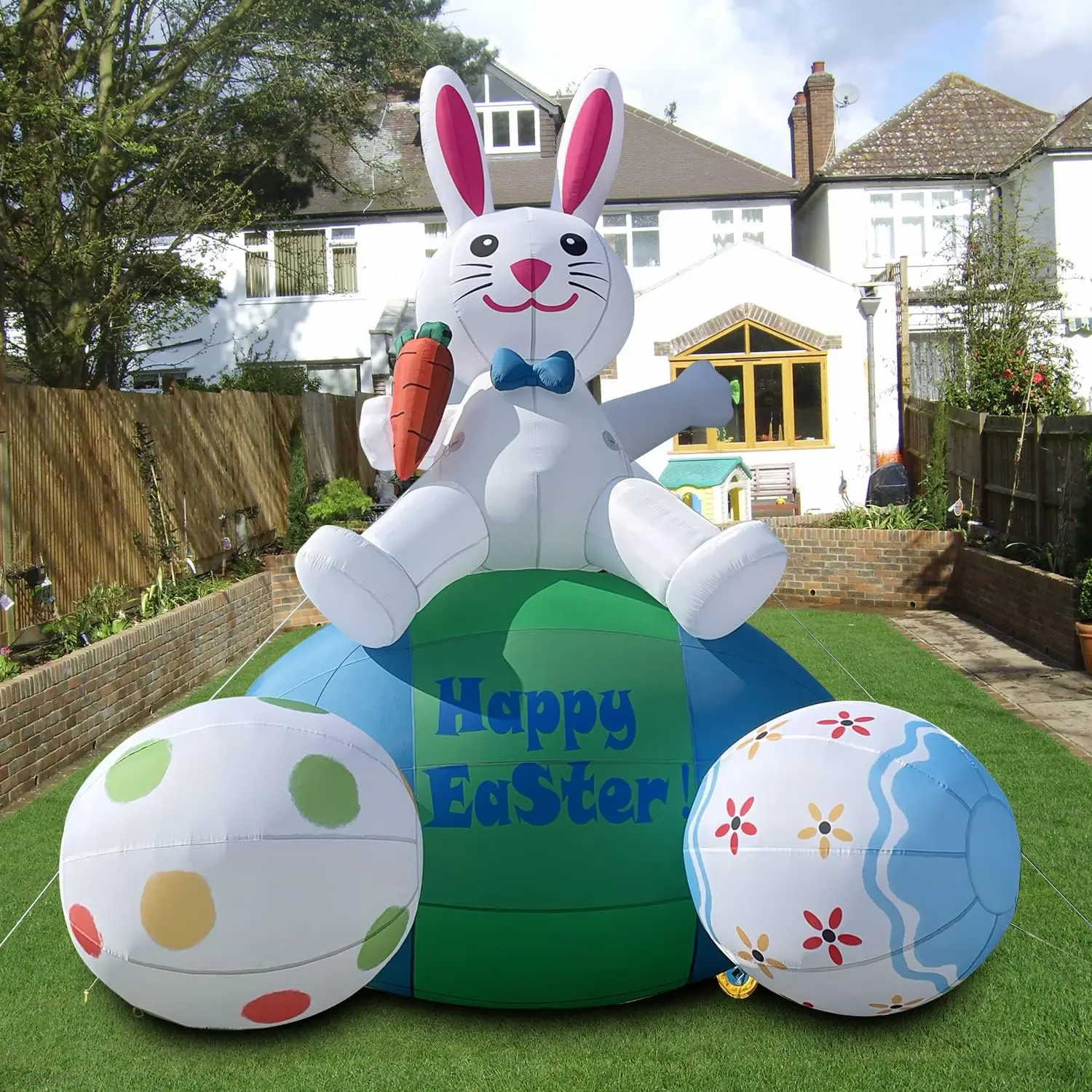 Giant Oxford Easter Bunny Rabbit With Eggs Inflatable Cartoon Mascot For Holiday Outdoor Events Decorations