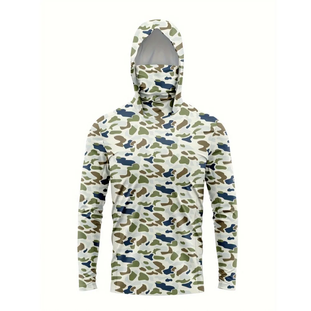قميص صيد مموه سريع الجفاف للرجال جديد مع قناع غبار للحماية من الأشعة فوق البنفسجية، ملابس صيد خفيفة الوزن #2
