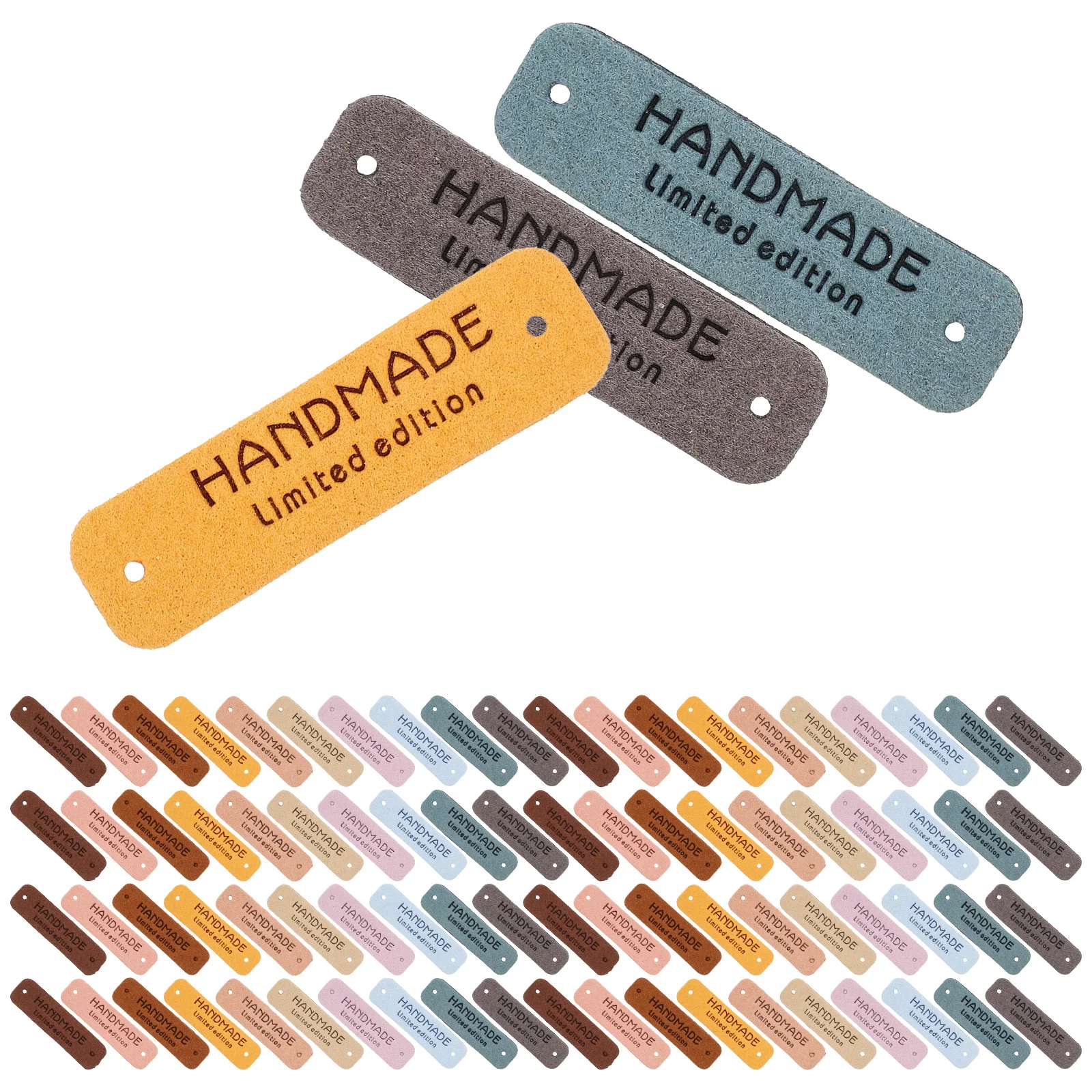 

Letter Embossed Labels Tags for Handmade Crafts Sewing Projects Crochet Accessories Durable PU Material Beautiful Simple