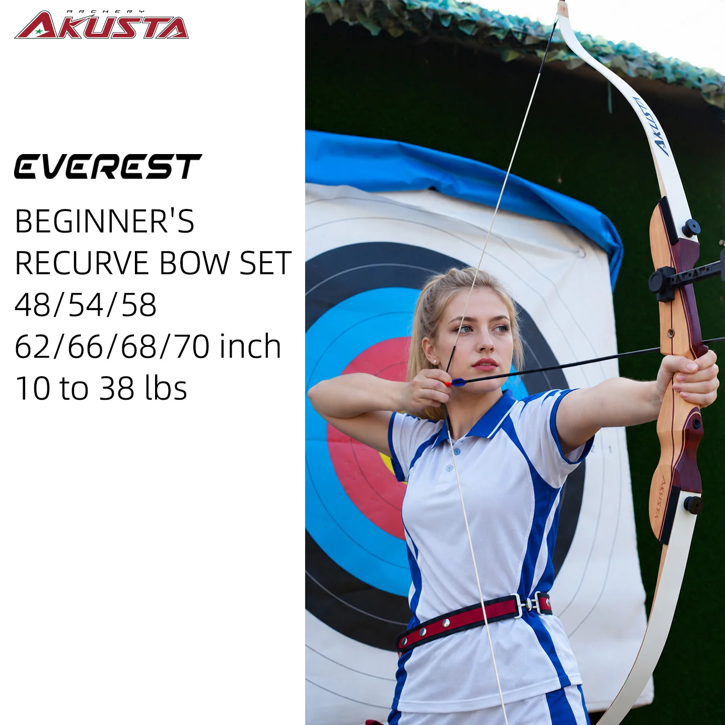 Akusta-Traditional Wooden Recurve Bow for Beginner, Everest Training, Wood Bow