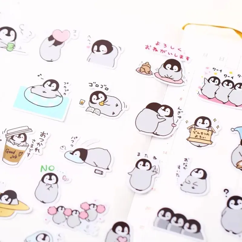 40pcs/pack Cute Handbook Self-made Penguin Stickers Line Cute Korean Decoration Cartoon Diary Material / Waterproof Stickers
