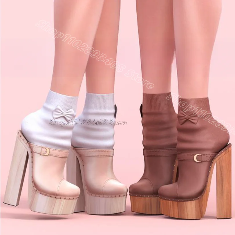 

Rivet Decor Round Toe Platform Slippers Chunky Heels Solid Spring Design for Women Party Dress Slippers 2025 Zapatos Para Mujere