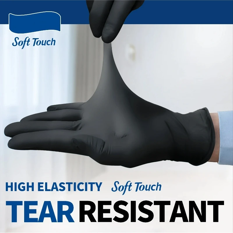 Black Disposable Nitrile Gloves 20/50/100Pack Latex Free Industrial Grade Safety Gloves for Cleaning Mechanic Automotive Tattoo