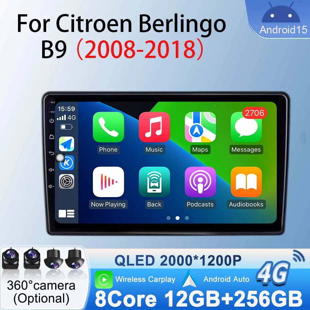 

Head Unit for Citroen Berlingo B9 2008-2018 Android 15 Car Radio Stereo Multimedia Video Player Carplay GPS Navigation Autoradio