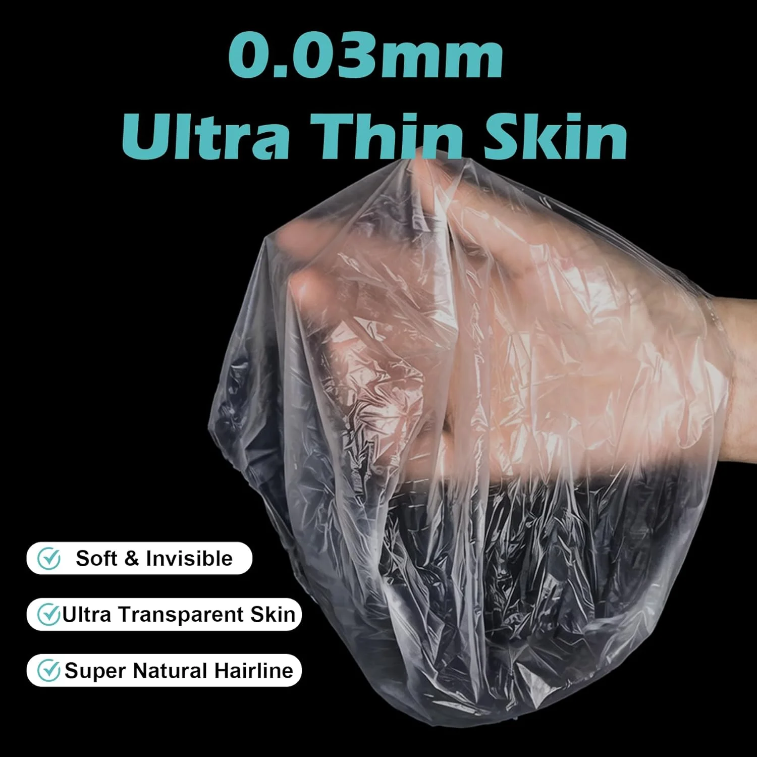 Men's Toupee Hair Ultra-Thin 0.03mm Skin #1B Natural Black Light Medium Density Hair pieces PU Base Size 8x10 Inch 100% Human Hair System for Men Virgin Human Hair V-looped Invisible Hairline Durable Pu Toupee Human Hair Mens Wig view 6