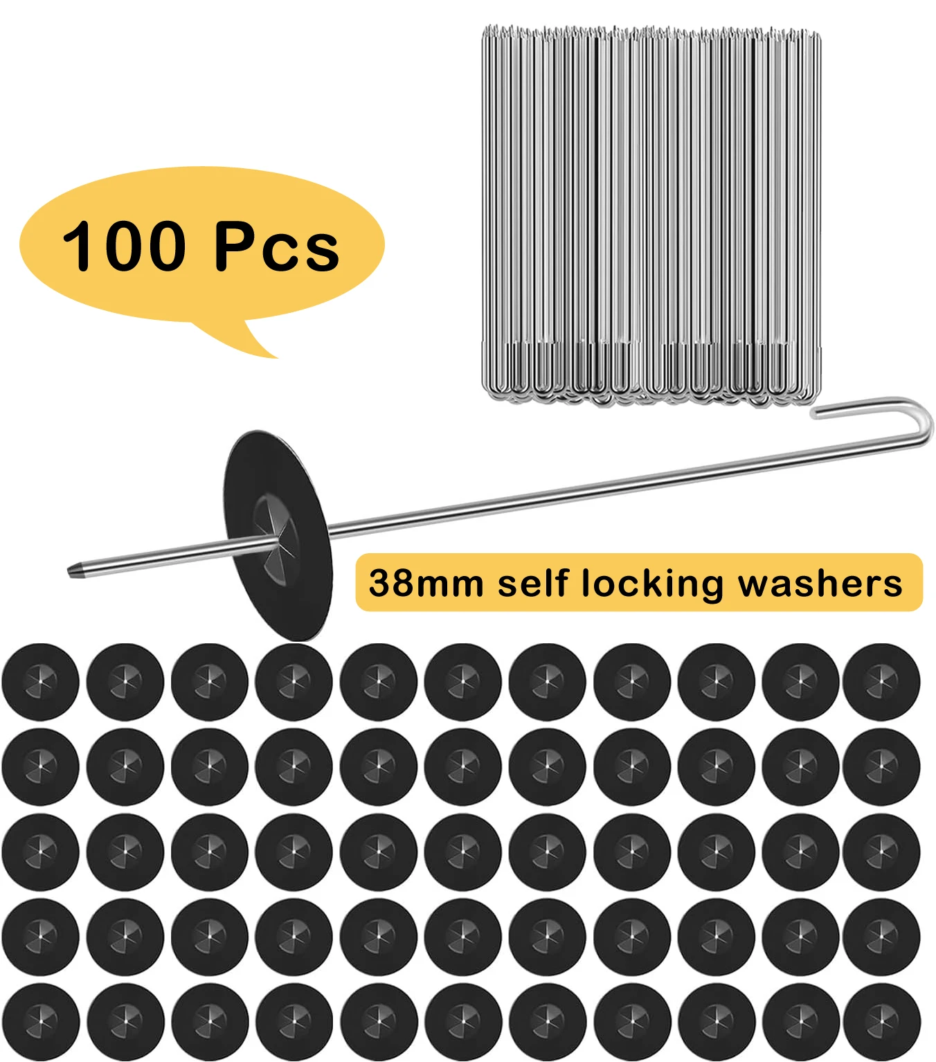 

100 Pcs Solar Panel Bird Guard Fasteners Clips（38mm）,1.49in self locking washers,Critter Guard Clips for Pigeon Fence