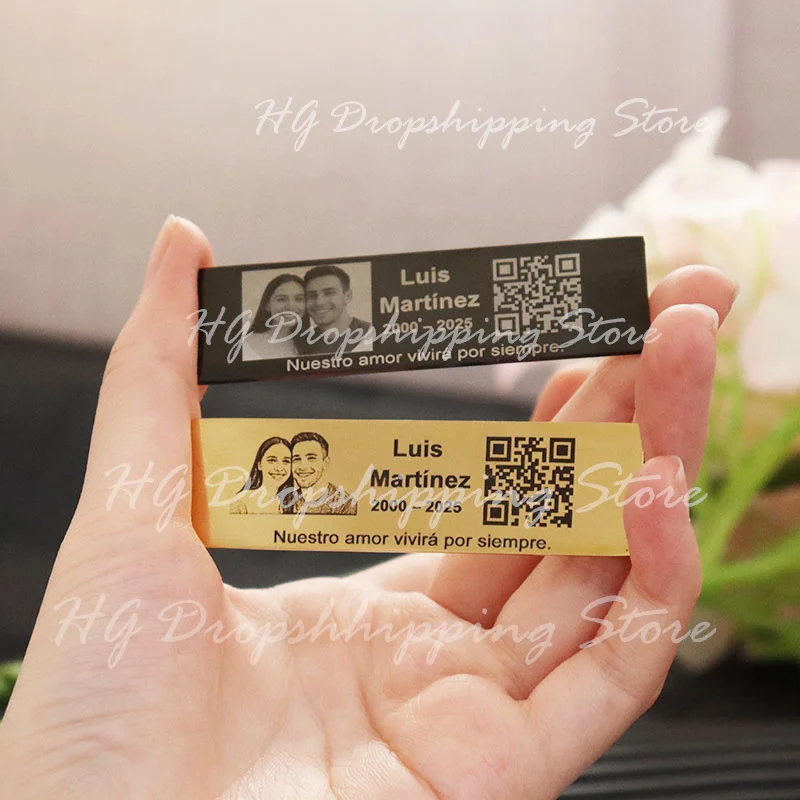 مخصص نقش صور نص لاصق صندوق البريد معرف الباب علامة لوحة 70*20 مللي متر الفولاذ المقاوم للصدأ شعار لوحة بروش مجوهرات للرجال والنساء