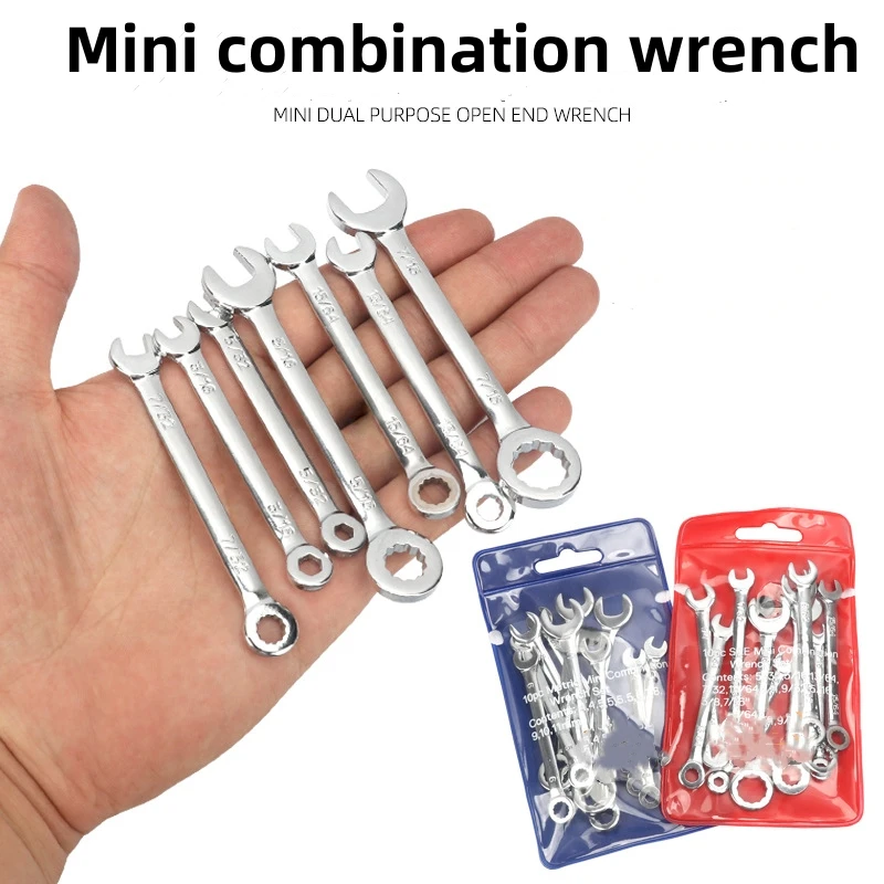 

10pcs Mini Double Open End Wrench Set Metric 4-11mm 5/32-7/16" With Storage Pouches For Household Home Improvement Automobile