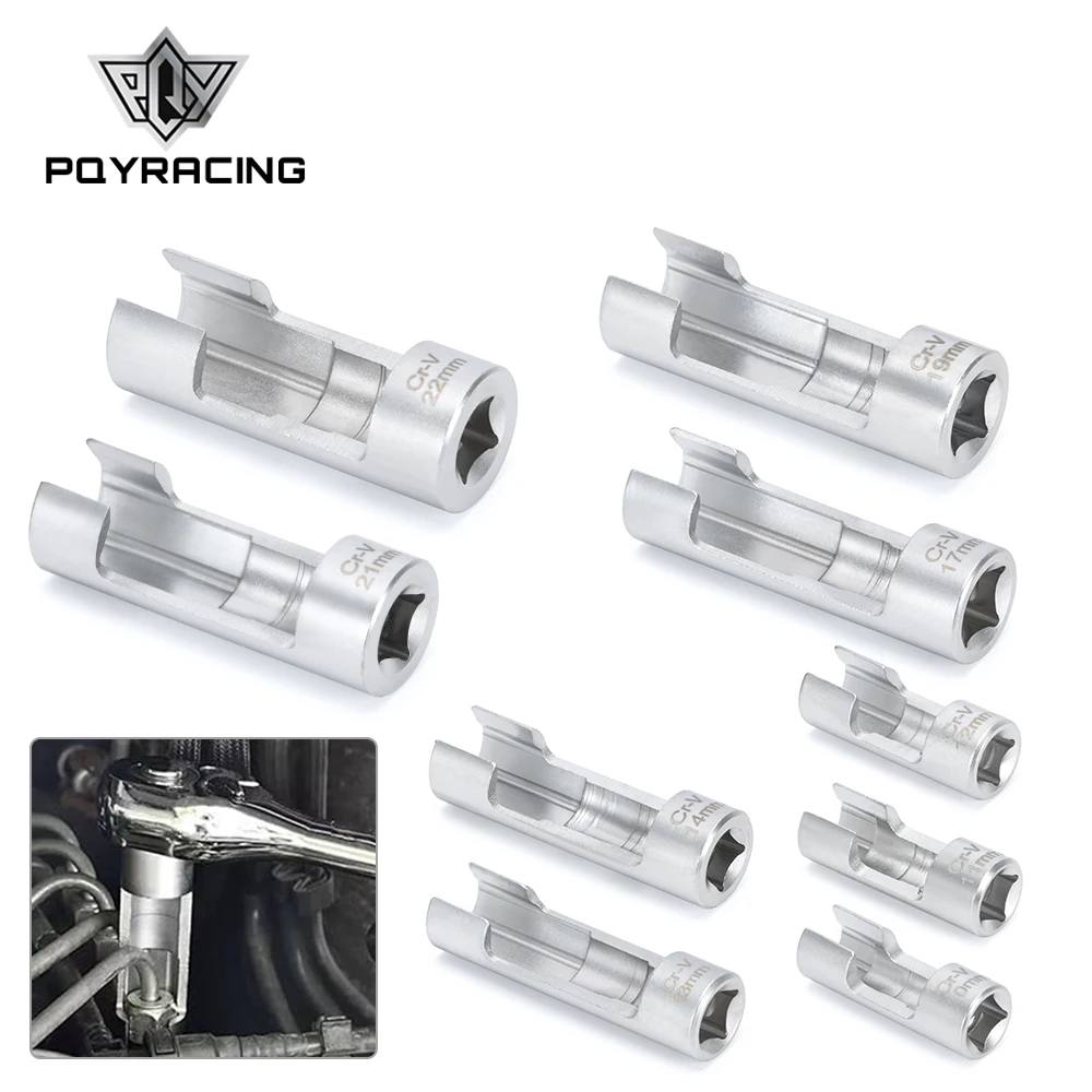 

9Pcs/set 10mm To 22mm 1/4" 3/8" 1/2" Fuel Line Socket Wrench Union Nut Socket Open Oil Pipe Removal Sleeve Car Repairing Tools