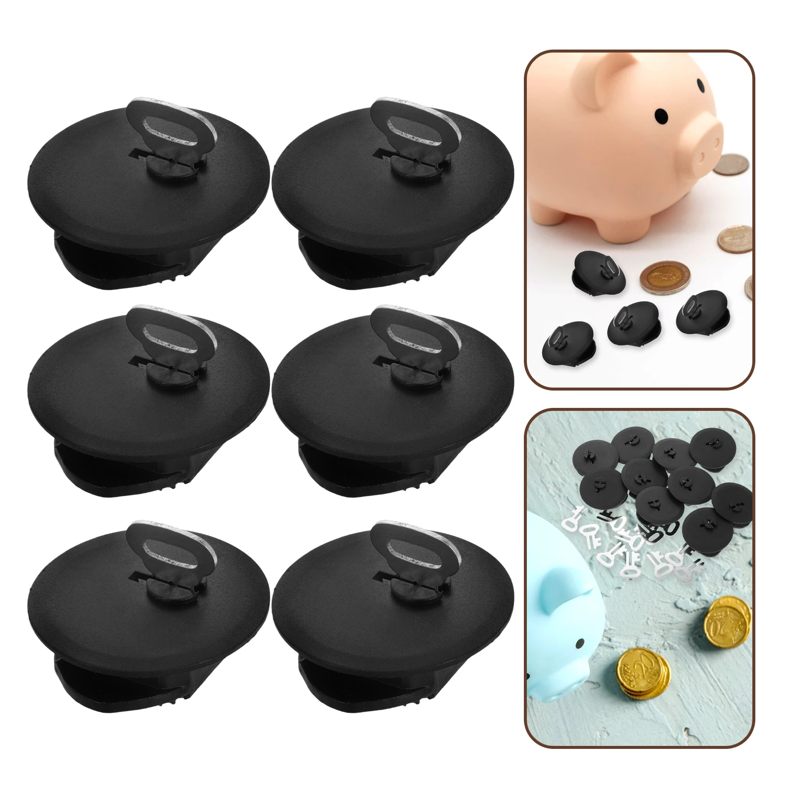 10pcs Money Saving Box Stopper Lockable Covers Plug Coin Bank Replacement Accessory Key Black Color DIY Office