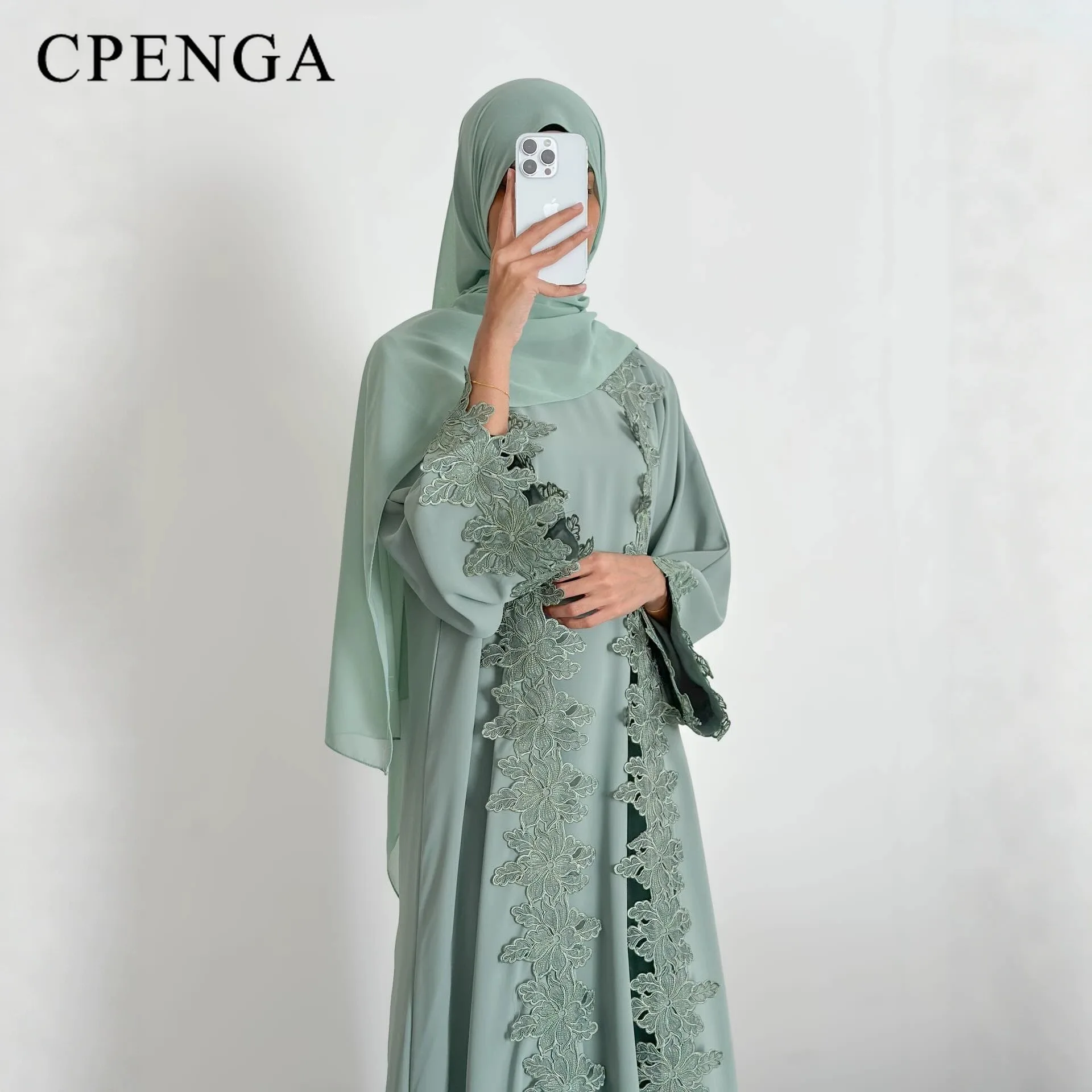 

Two Piece Luxury Dubai Abaya with Inner for Muslim Women Elegant Arabic Modest Dress Islamic Party Jalabiya Outfit Turkey Kaftan