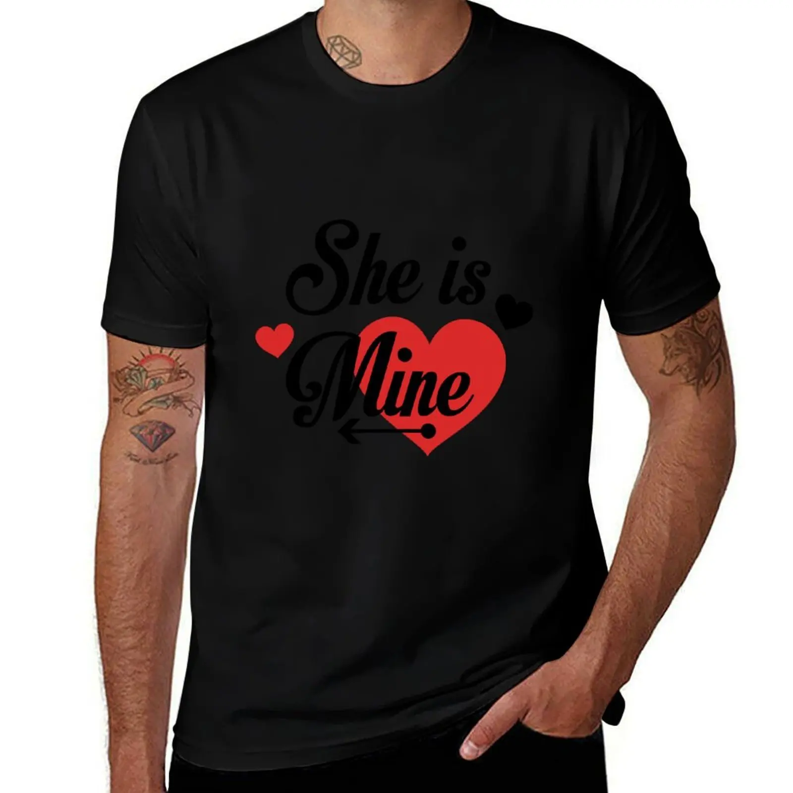

She is Mine Valentines Day T-Shirt summer tops vintage t shirts sports fans oversized t shirt men