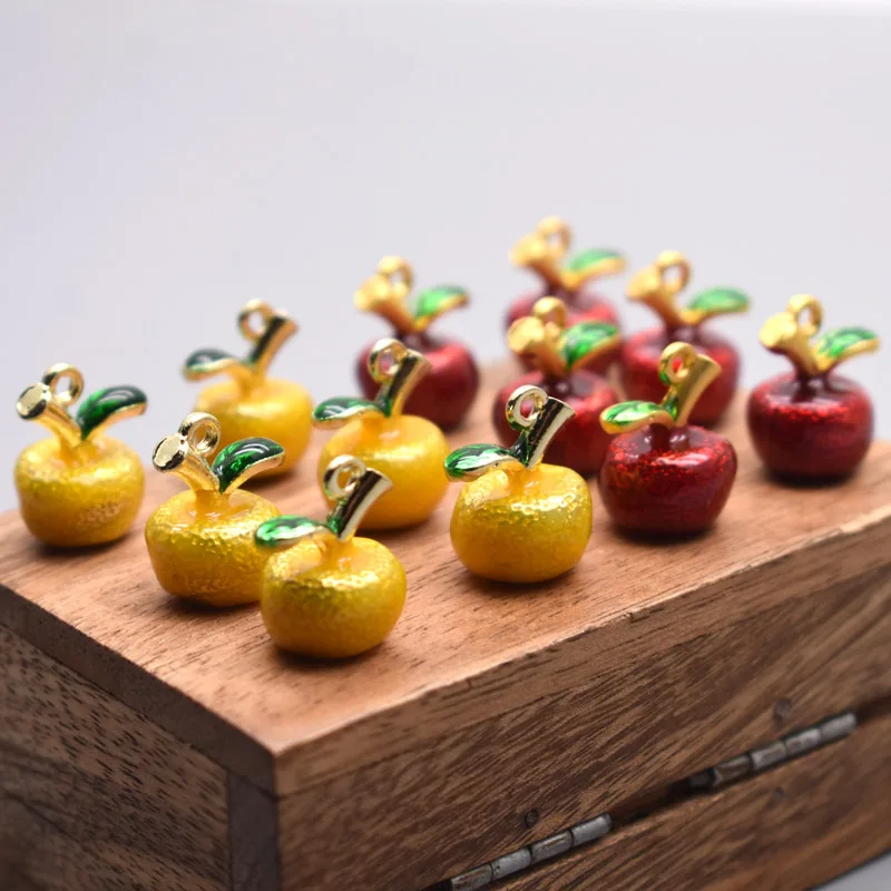 4pcs 3D Apple Fruit Charm Pendant Jewelry Making Alloy Drop Oil Pendant DIY Bracelet Earrings Decorative Pendant Accessories