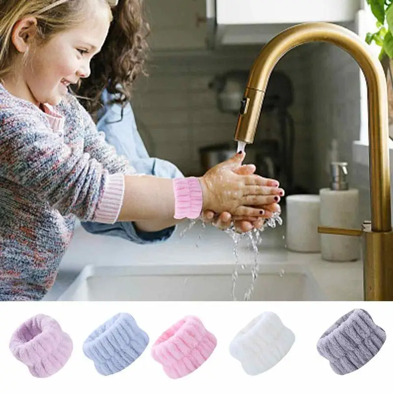 4pcs Face Washing Wrist Bands Microfiber Wrist Wash Towel Bands  Scrunchies for Washing Face Wrist Sweatband for Women Girls