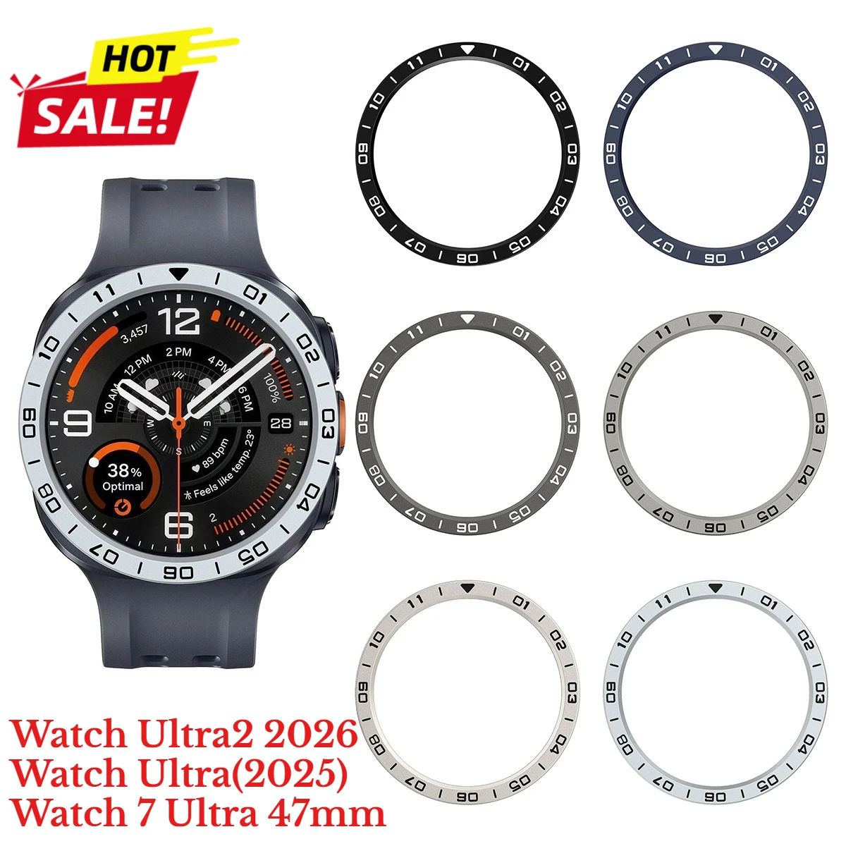 Metal Bezel Cover for Samsung Galaxy Wacth Ultra Smartwatch Adhesive Bumper Time Ring Case Decorate for Galaxy Watch Accessories