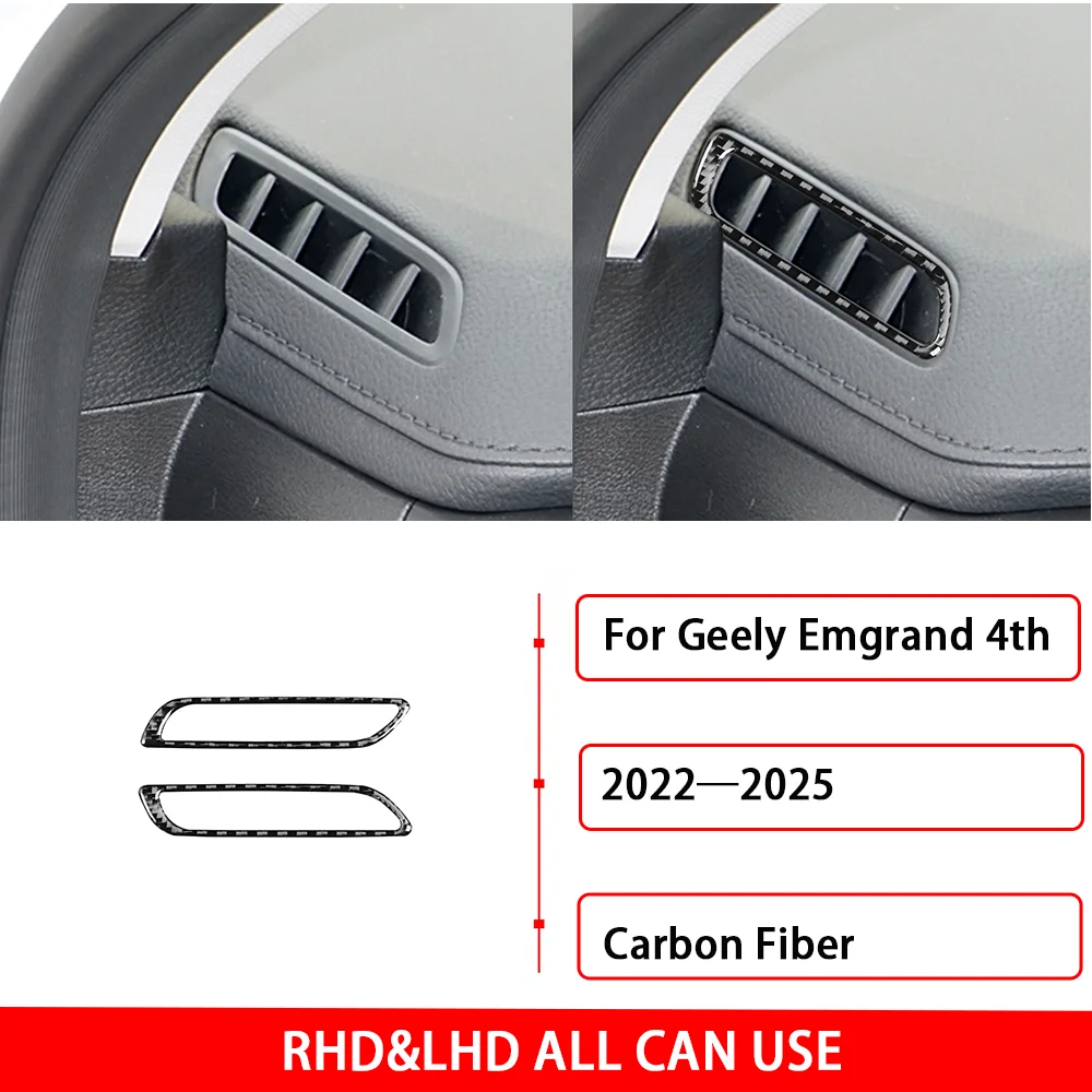 For Geely Emgrand 4th 2022—2025 Real Carbon Fiber Sticker Dashboard Air Vent Frame Cover Trim Accessories