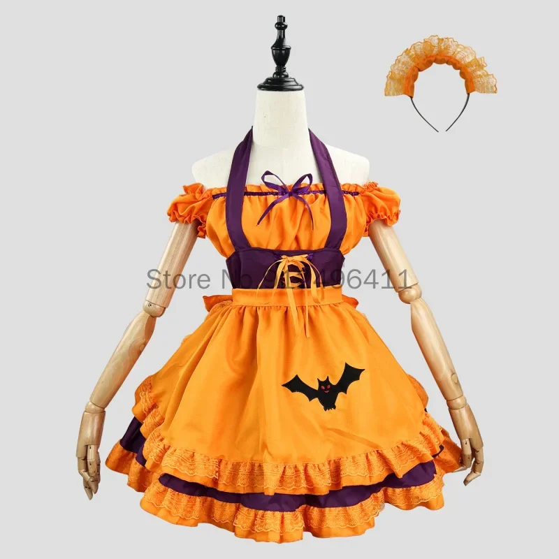 Halloween donne dolce carino Lolita vestito Sexy cameriera vestito Cosplay Costume donna francese servo Lolita Babydoll vestito uniforme vestito