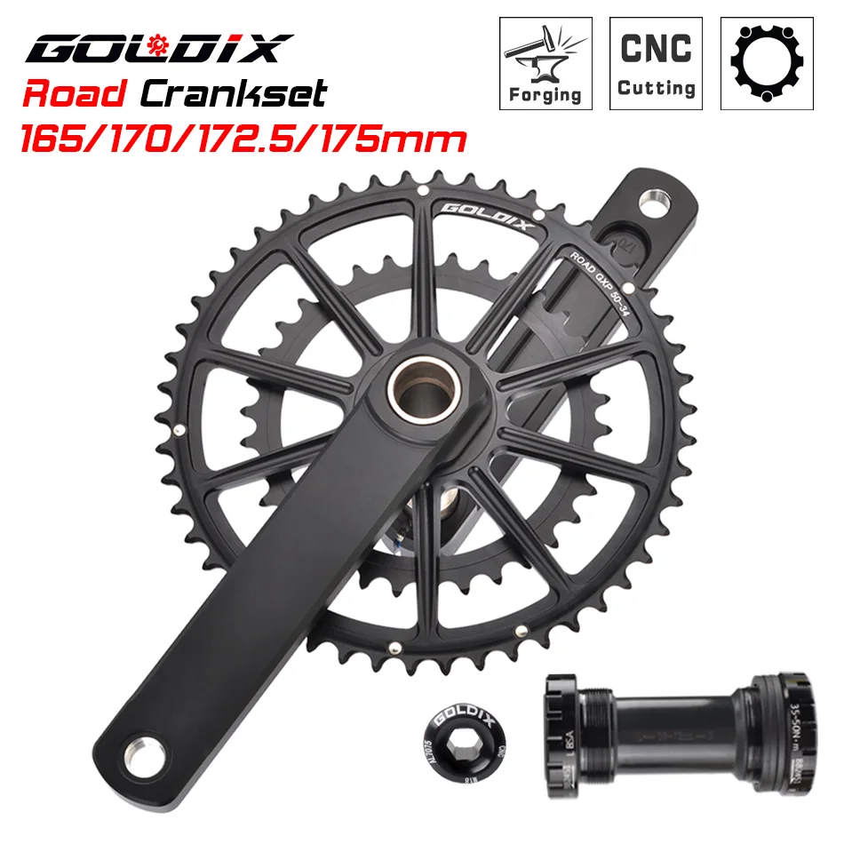 GOLDIX CNC ROAD Crankset for Bicycle Crankset Bottom Bracket ROAD Crank 165/170/175mm Chainring Crown 50-34T 53-39T for Sram AXS