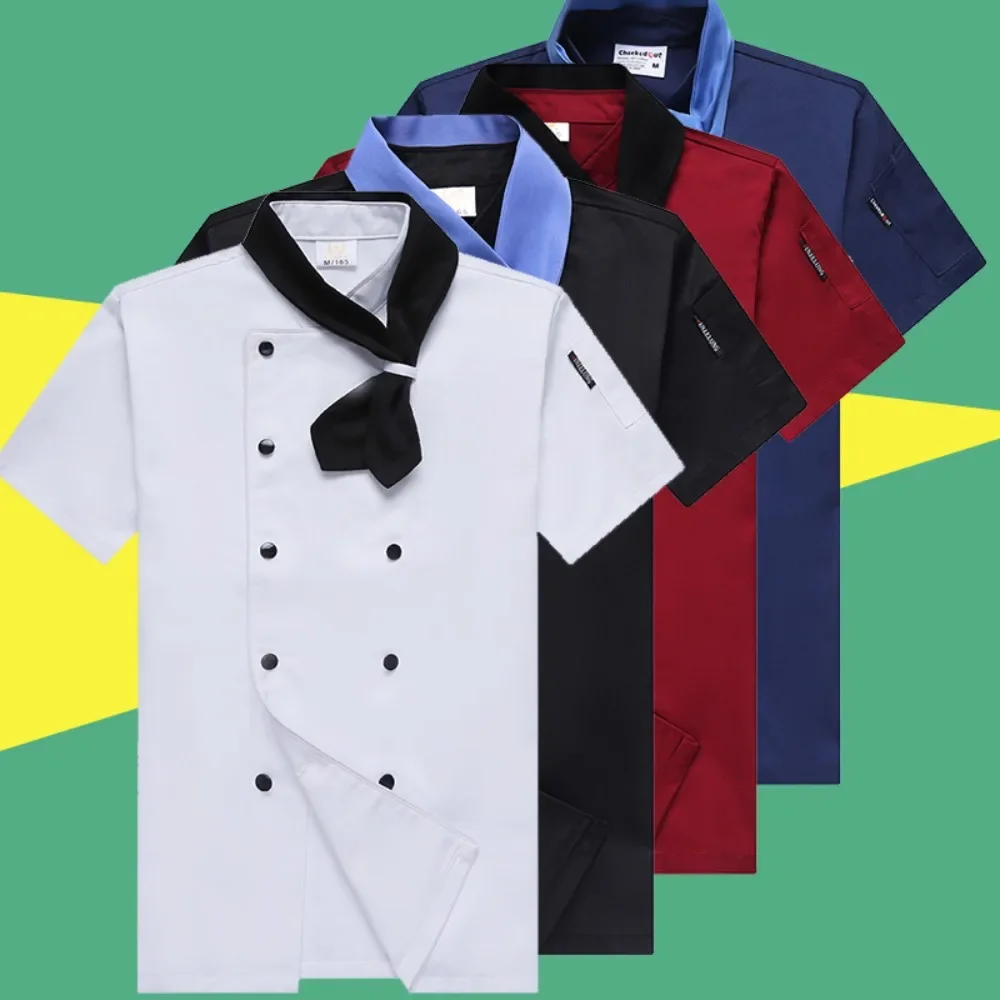 

Summer Chef Suit Short-sleeved Breathable Hotel Catering Kitchen Work Clothes Men and Women Long-sleeved Suit
