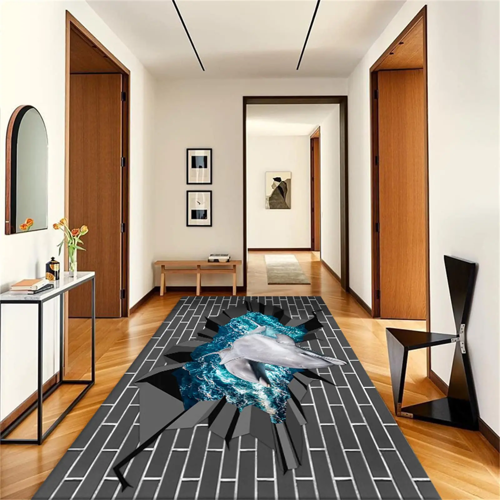 3D Optical Illusion Hallway Runner Carpets 3D Fun Sensation of Falling Living Room Area Rug Bedroom Kitchen Modern Home Decorate