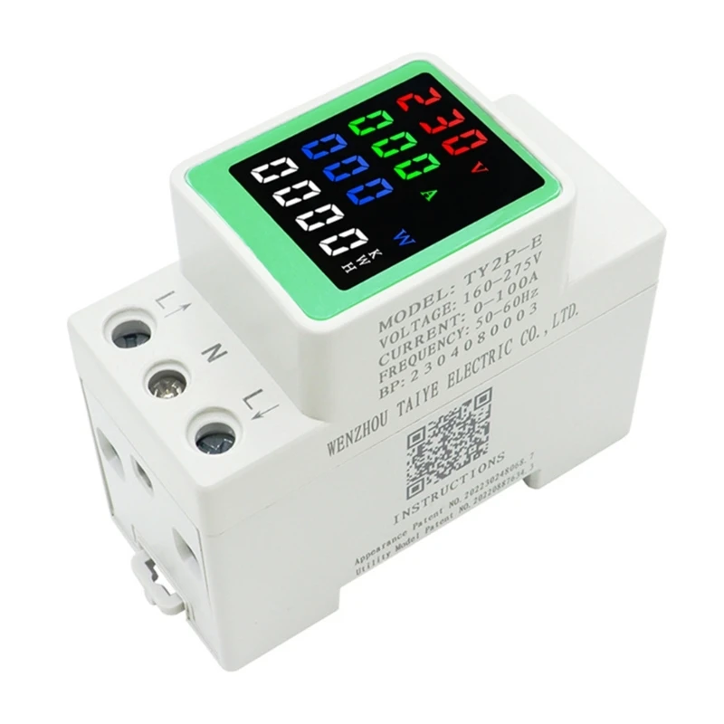 

Digital Multimeter Meter Color Screen WattKWh Power VoltAmp Meter ACDin Rail Consumption WattmeterMonitor