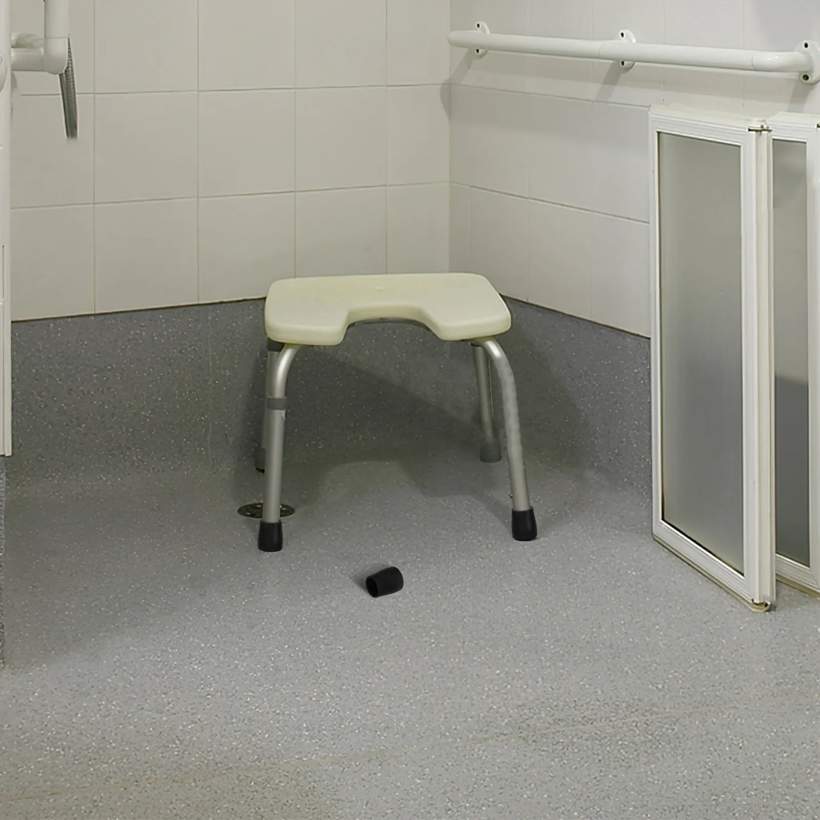 4Pcs Commode Chair Non-Slip Rubber Foot Covers Black Anti-Scratch Leg Caps for Stability Floor Protection Restroom Chair