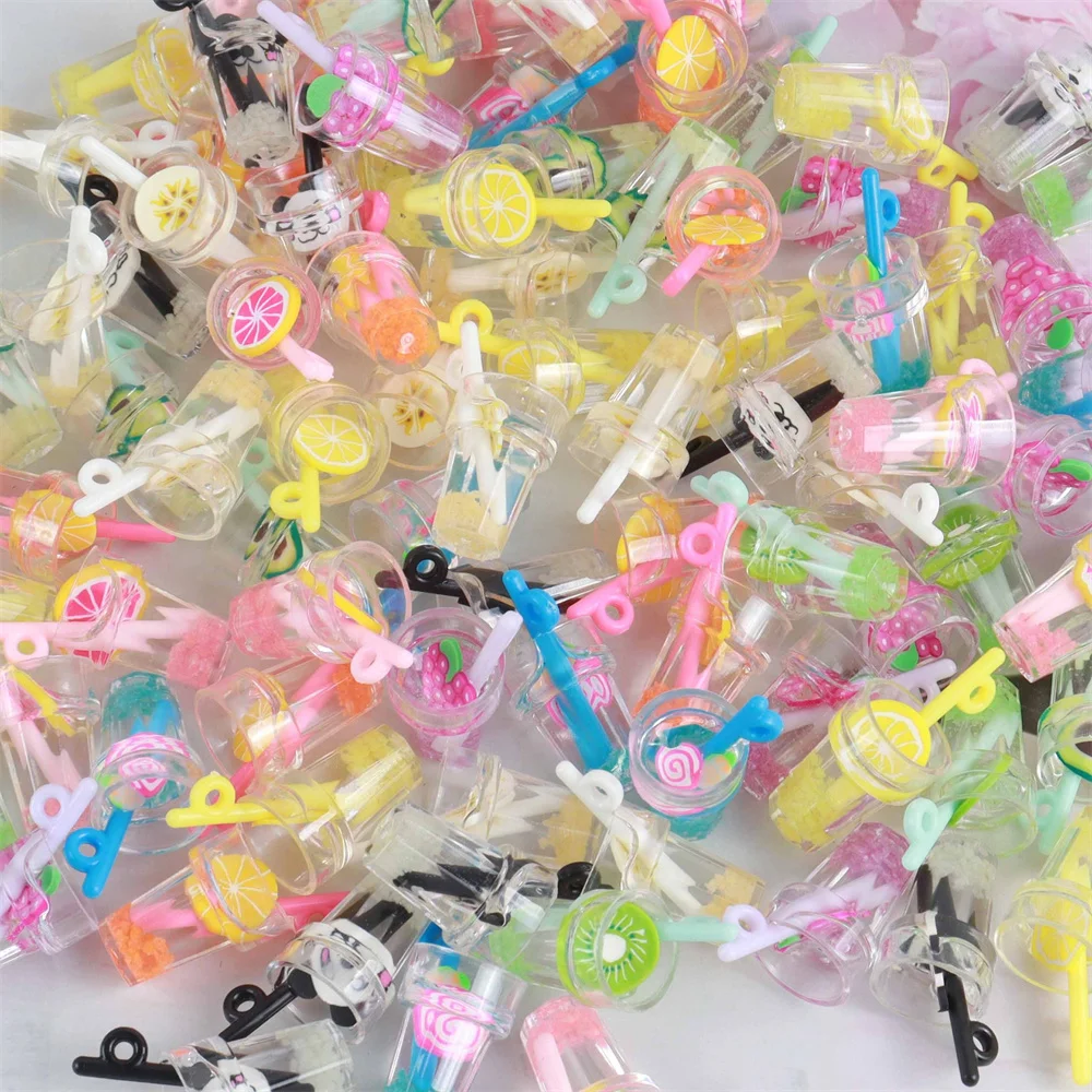 10/30/50/100pcs Luminous 3D Beverage Juice Cup Charms Pendant For Jewelry Making Diy Earrings Keychain Handmade Accessories