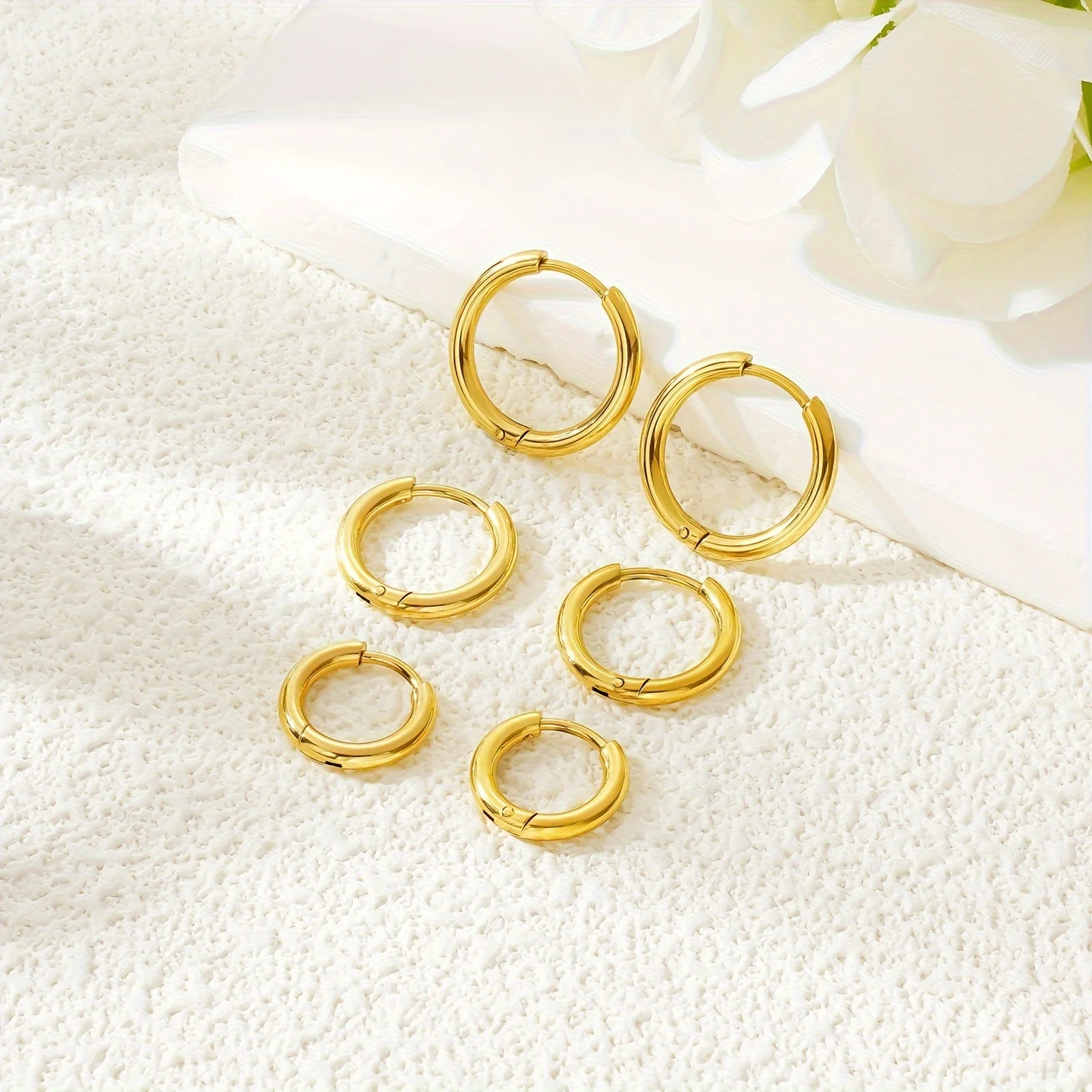 Set of 3 Pairs Women/Men Stainless Steel Small Hoop Earring Piercing Ear Cartilage Tragus Simple Circle Anti-allergic Ear Buckle