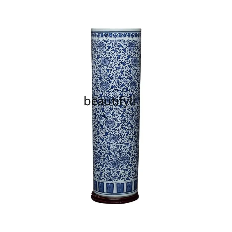 

Blue and White Porcelain FloorLarge Vase Straight Living Room Study Calligraphy and Painting Bucket Umbrella Ornaments Gathering