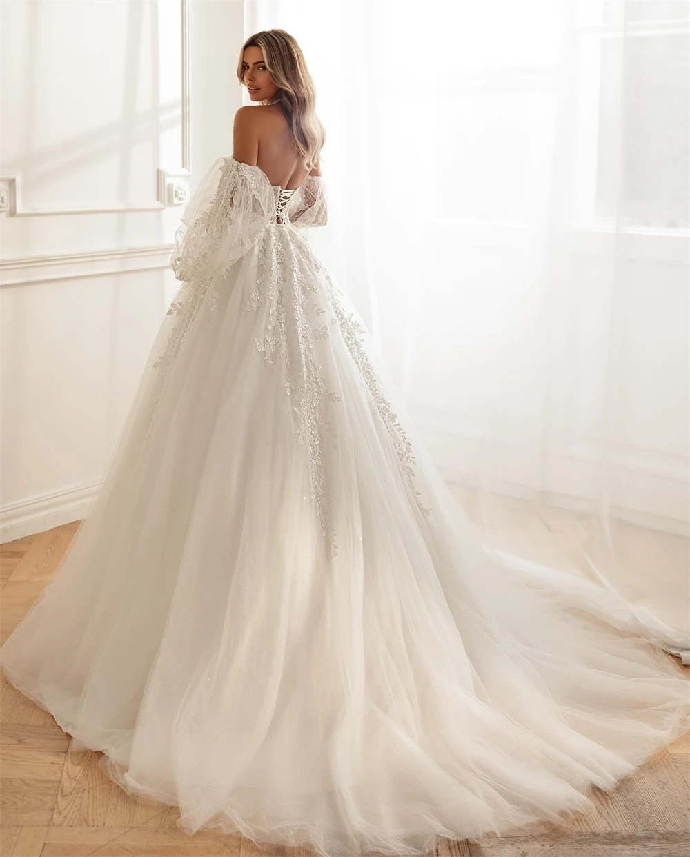 Personalizado macio branco organza vestido de casamento formal querida sem mangas vestidos de noiva boho a linha tribunal trem novia