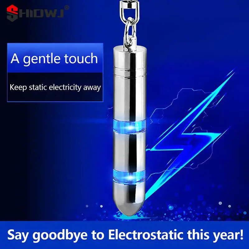 1pcs Human Body Static Eliminator Tiny Static Rod Electrostatic Discharger Key Ring Anti-Static Glowing Keychain LED Light