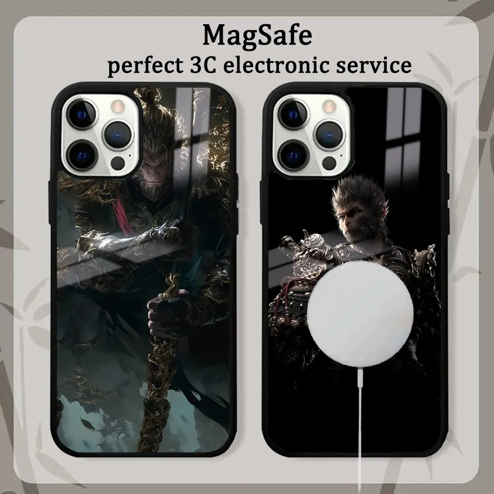 Hot Game B-Black M-Myth W-Wukong Shockproof Phone Case For iPhone 15 14 13 12 11 Pro Max Plus Mini Mirror Magnetic Cover