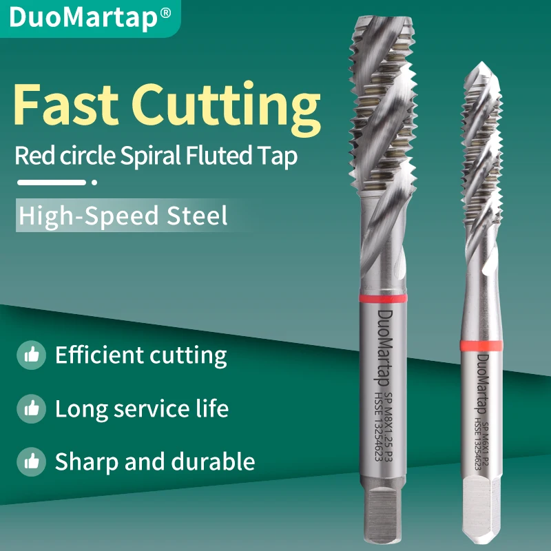 DuoMar Tap Red Ring HSS-Co Spiral Flute Machine Screw Thread Taps JIS Standard M1-M24 1pcs