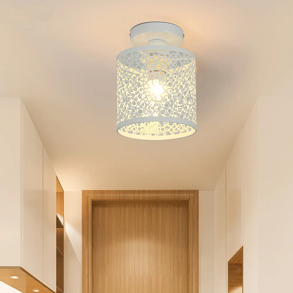 Iron ceiling light minimalist Nordic retro balcony, kitchen light, hallway iron entrance small ceiling light cylinder round