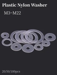 M3M4M5M6M8M10M12M14M16M18M20M22 Clear Nylon Plain Washers Plastic Flat Washer round gasket PE Transparent Shim Insulating Ring
