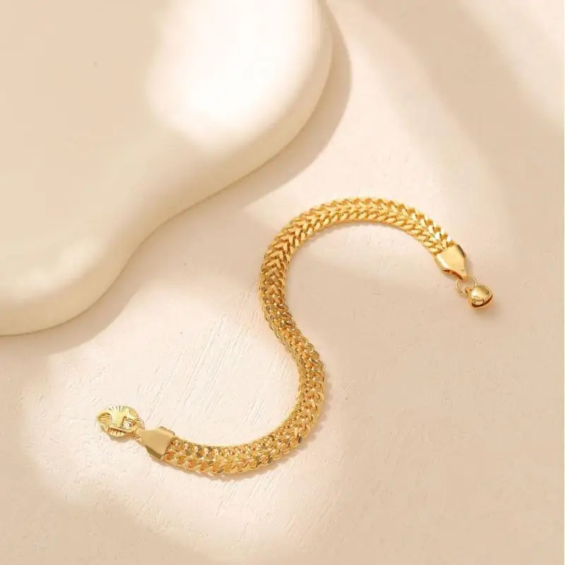 1Pcs Gold Plated Wheat Chain Bracelet Shiny Long Lasting Luster Comfort Fit Fashion Jewelry for Daily Party Wear