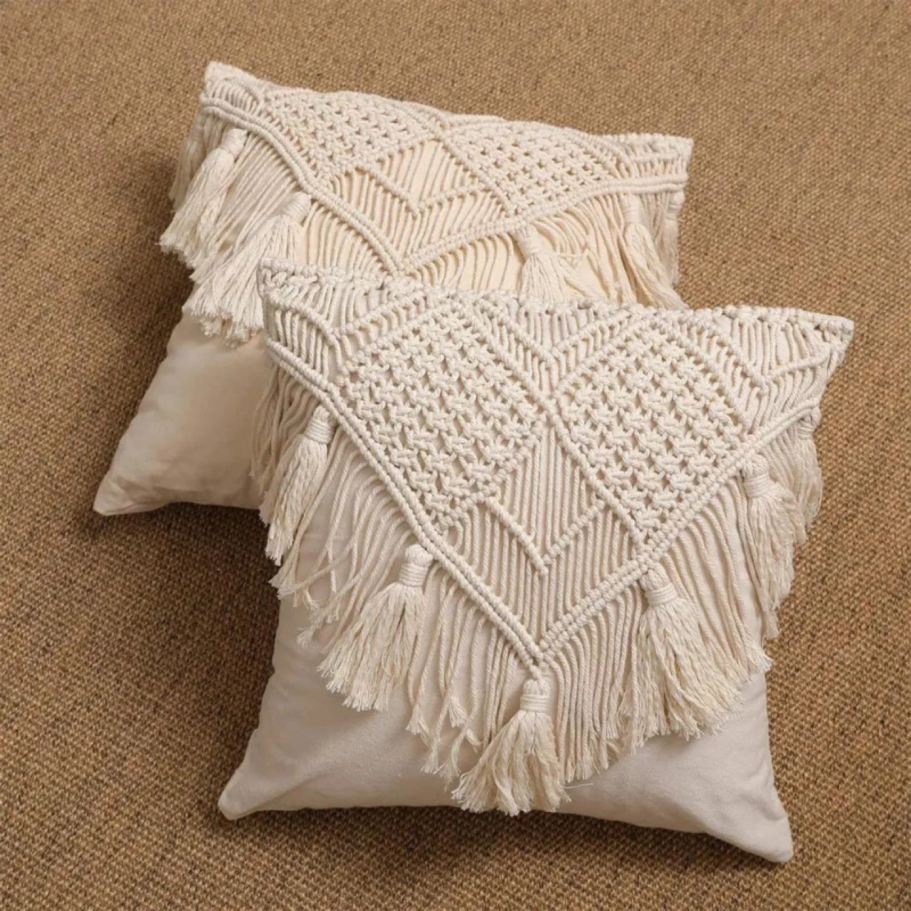 

Sofa Pillow Cushion Cover Living Room Cotton Thread Cotton Rope Hand Woven Tassel INS Bohemian Pillowcase