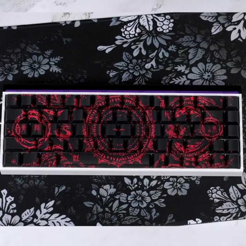 

Колпачки клавиш с боковой гравировкой, ПБТ, дизайн со сложным узором, сохранение цвета для механических клавиатур, 60%, 68%,