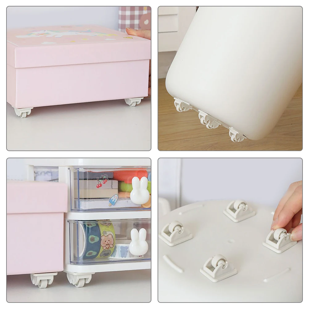 

4 Pcs Can Be Pasted Casters Small Wheels Furniture Stationery Self Adhesive Rollers Mini