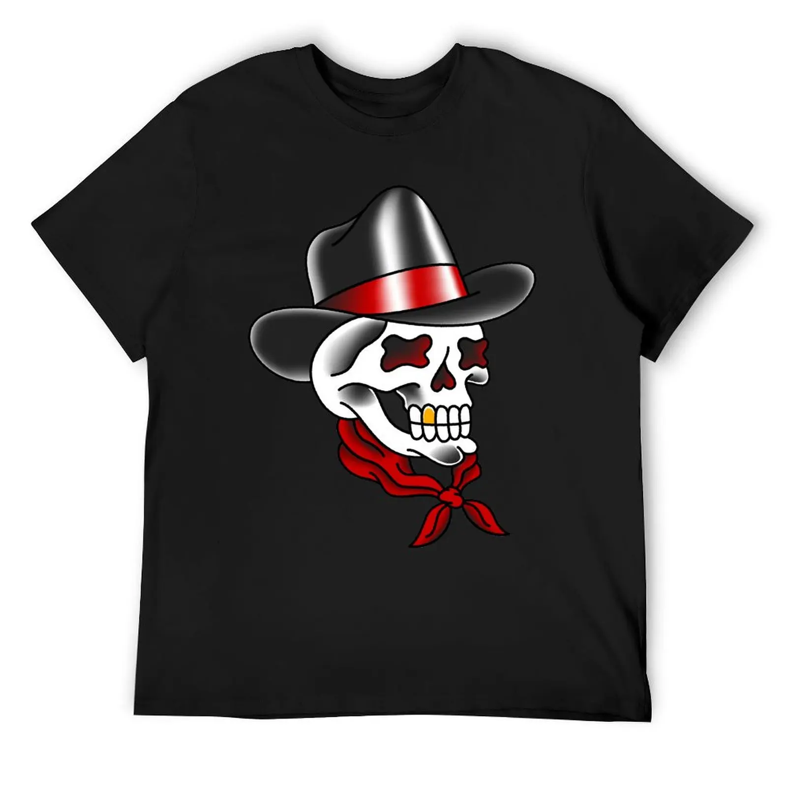 Salty-Dog American Traditional Cowboy Skull T-Shirt anime tshirt shirts graphic tee heavyweights vintage t shirt men