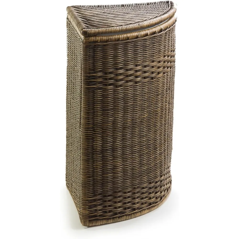 سلة غسيل من الخيزران الرمادي، 15 × 15 × 28 بوصة، سعة كبيرة، تصميم صديق للزوايا، نمط مريح، مثالية للتنظيم المنزلي