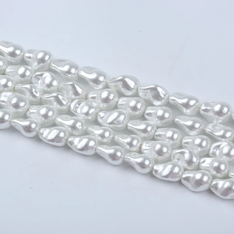 Wholesale 10*16mm White Color Baroque Shape Mother Of Pearl Shell Bead Loose Strands For Jewelry Making