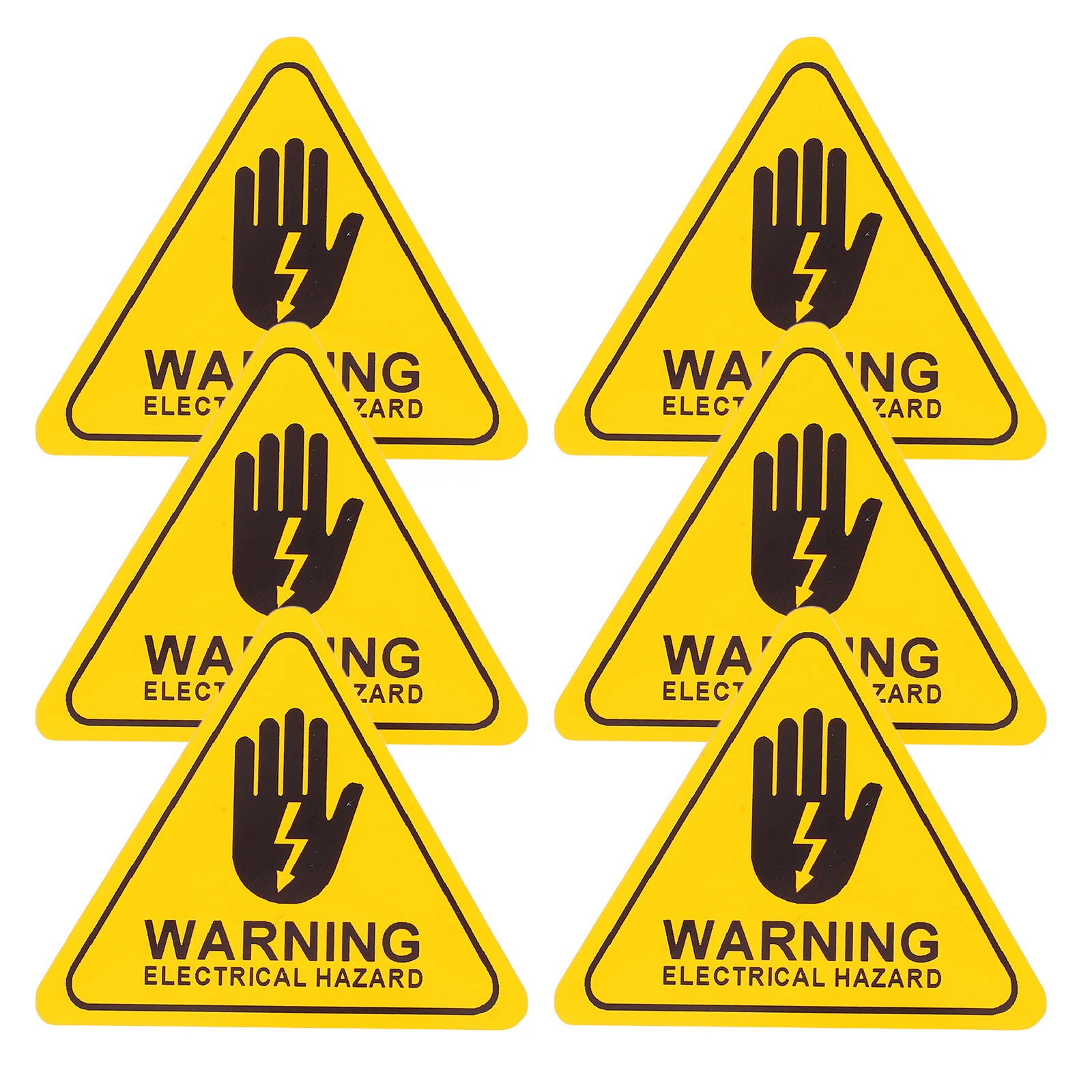 6pcs Electrical Safety Signs Triangular Warning Stickers Shock Risk Markers High Voltage Industrial Use Traffic Safety