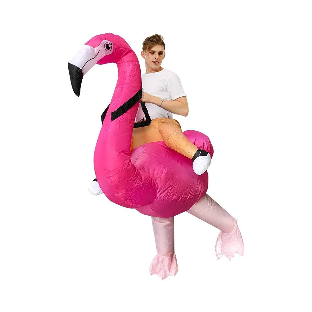 Halloween Adults Kids Inflatable Flamingo Costume Suit Funny Animals Cosplay Air Blow-up Suits Carnival Theme Party