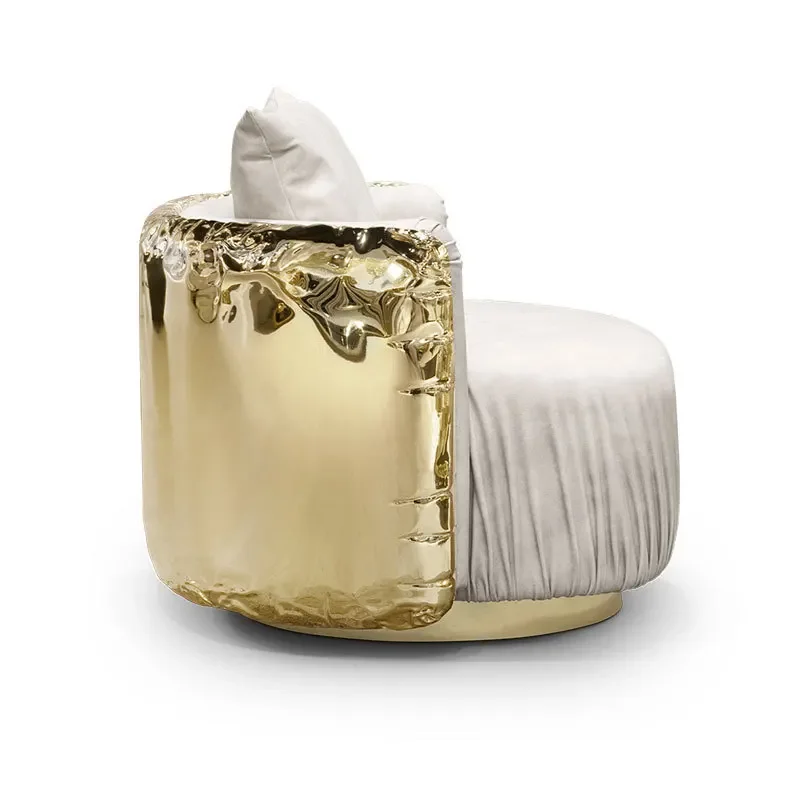 

ForLight luxury sofa chair designer hand-hammered stainless steel fabric single leisure chair