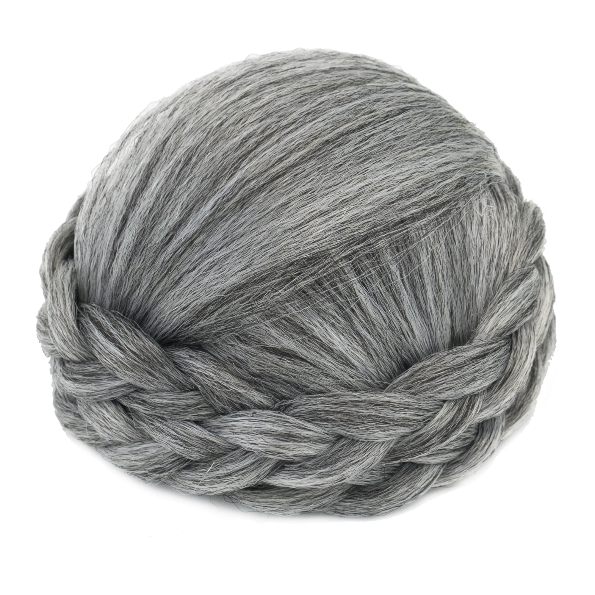 Soowee Braided Chignon Synthetic Hair Bun Dancer Wig Updo for Girls Hairpieces Scrunchies Grey Donut Hair Cover