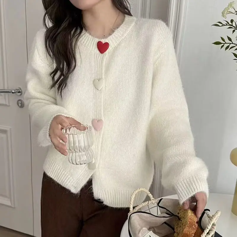 

2026 Autumn Winter Cardigan Jacket Women Long Sleeve Loose Casual All-match Knitted Warm Sweater Coat Female Tops Ladies