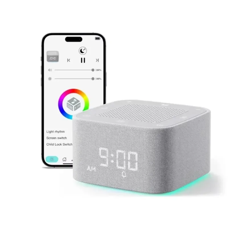 White Noise Speaker with Mobile APP Remote Control Multiple Natural Soothing Sounds Rechargeable Sleep Sound Speaker