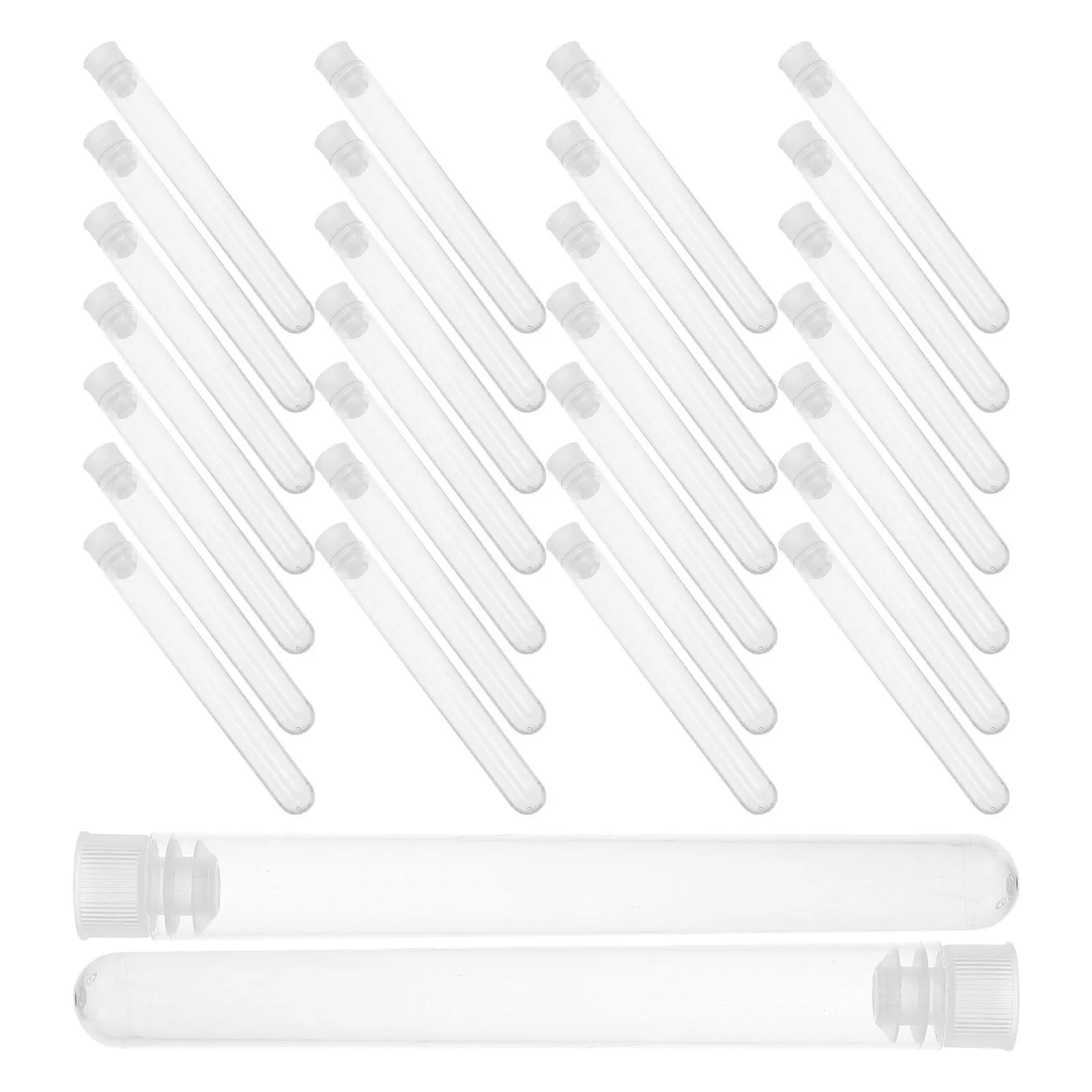 

50pcs Plastic Test Sturdy Laboratory Storage Tube Single-Use Clear Portable Small Test Tube For Scientific Experiments Liquid