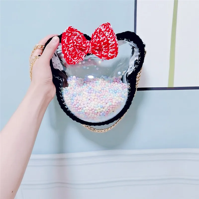 Internet Celebrity Bow Mickey Bag Girl Sweet Cute Shoulder Back Hand-woven
